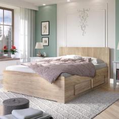 Cama Reta de Casal com 4 gavetas Ilan 1254 Castanho - Móveis Ilan