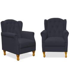 Kit 2 Poltronas Para Sala De Estar Yara P02 Suede Preto Lyam Decor