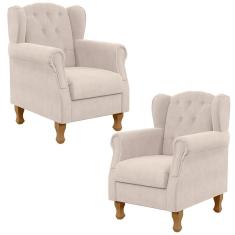 Kit 2 Poltronas Para Sala De Estar Yara P02 Suede Bege Lyam Decor