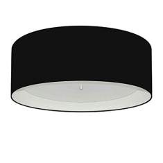 Plafon Cilíndrico Cúpula em Duplo Tecido 60x25, Vivare Iluminação, Plafon3008 PRBR, Preto/Branco, Grande