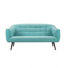 Sofá Zap 3 Lugares Suede E Linho  - Daf Mobiliário Cor Azul Turquesa