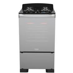 Fogão 4 Bocas Preto Frente Vidro Espelhado E Timer Digital Biv