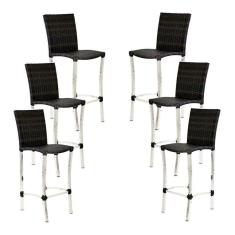 6 Banquetas Alta Cannes Em Alumínio Para Cozinha Bar Edícula Pedra Ferro