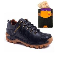 Kit Tênis Adventure Baru em Couro Legítimo + Porta Cartão Slim-Masculino