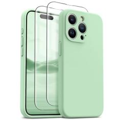 HIKII Capa para iPhone 15 Pro Max, silicone atualizado à prova de choque [pacote com 2 protetores de tela] [compatível com Magsafe] [proteção da câmera], forro de microfibra antiarranhões, 17 cm,