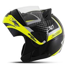 CAPACETE ESCAMOTEÁVEL PRO TORK V-PRO JET 2 CARBON PRETO - AMARELO TAM. 60