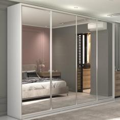 Guarda Roupa Casal 100% MDF BP com 4 Portas Espelhos Zermatt - RR Móve