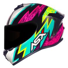 Capacete ASX Draken Thunder Preto Tiffany e Rosa