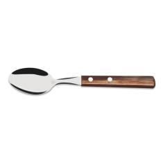 Colher para sobremesa polywood castanho laminas de aco inox e cabos de
