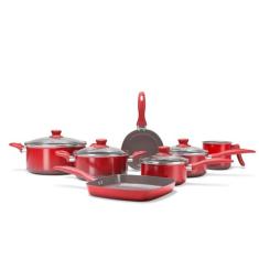 Jogo de Panelas 7 Peças Ceramic Life Easy - Vermelha