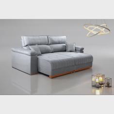 Sofá Retrátil e Reclinável 4 Lugares Dalia Suede Cinza