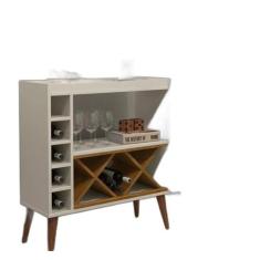Aparador Retrô Com Adega Creta Pés Palito Off White Freijó - Comprar M