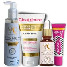Sabonete Facial Kit Sérum Protetor Solar Cicatricure Carmed