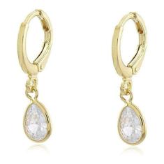 Brinco Argola Com Pedra De Zircônia Pendurada Banhado Ouro18