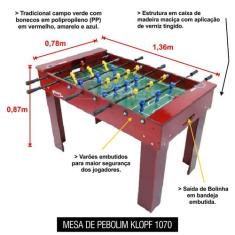 Mesa de Pebolim com Varões Embutidos  Klopf  Cód 1070