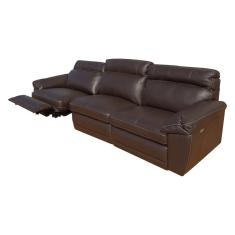 Sofá 3 Lugares Reclinável Elétrico Jotta 306cm Couro Marrone - Gran Belo