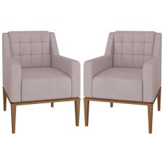 Kit 2 Poltronas Decorativas Sala de Estar Madonna Suede Rosê - Gran Belo