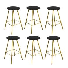 Kit 06 Banqueta Alta Loni Dourado Preto