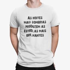 Camiseta ECF Masculina As Noites Mais Sombrias Manga Curta Branca Poliester