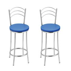 Kit 2 Banquetas Bc26-c A103 Cromada/Azul