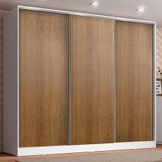 Guarda Roupa Infantil 100% Mdf Madesa Logan 3 Portas de Correr - Branco/rustic