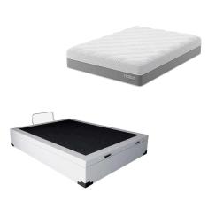 cama box baú martin premium com colchão casal sublime mola ensacada e espuma viscoelástica (32x138x188) cinza e branco