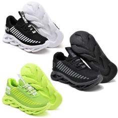 Tênis Masculino Infantil Esporte Sola Trançada Confortavel Kit 3 Peças