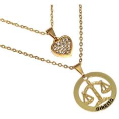 Colar Duplo Minha Profissão Direito Advogada Folheado 18k - Milena Fol