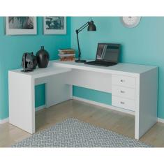 Mesa de Escritório Canto ME4106 c/ 3 Gavetas Branco - Tecno Mobili