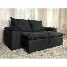 Sofá Retrátil Reclinável 2,30 m Preto 204 Athenas