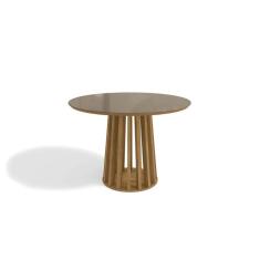 Mesa p/ Cozinha Lavanda c/ Tampo Madeirado c/ Vidro 105x105cm Nogueira/Vidro Bronze - Kappesberg