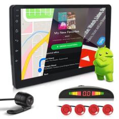 Kit Multimídia 9 Polegadas Android + Câmera Ré + Sensor Ré Vermelho Ti
