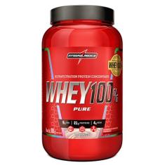 Integralmedica - Whey Protein Concentrado Morango 100% Pure - 21g de Proteína por Scoop, Suplementação Alimentar Pós-Treino, Fórmula Enriquecida com BCAAs - Pote 900g