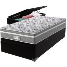 Cama Box Baú Preto e Colchão Evolution Molas Ensacadas Solteiro Probel