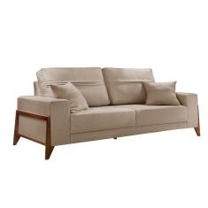 Sofá 3 Lugares Living M-130 Veludo Martins Bege
