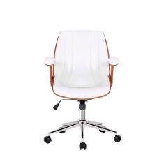 Cadeira Diretor Kopenhagen Com Revestimento Em Couro Fratini Branco