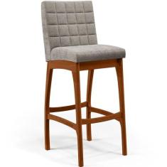 Banqueta Alta Para Cozinha Sala De Jantar Fixa Mila L02 Bouclê Bege - 