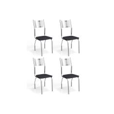 Cadeira Sala de Jantar Munique 4C047CR Aço Kit 4 Un Cromada/Preto 110 - Kappesberg