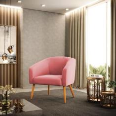 Poltrona Stella Suede Pés Palito Castanho D03 - D'Rossi, Rose