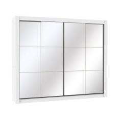 Guarda-Roupa Casal Montana Branco 4 Portas de Espelho Madesa