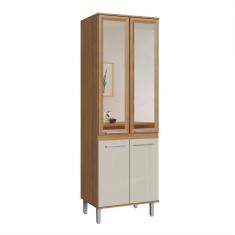 Paneleiro Duplo 4 Portas Gaia Decibal Móveis Naturalle/Cristalo