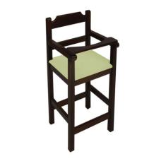 Cadeira Bebe De Madeira Com Trava Com Assento Estofado Verde - Preto -