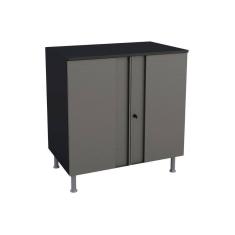 Balcão Multiuso P- área Serviço Multibox Aço 2 Portas C- chave C- tampo 80cm Preto cinza