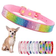 Coleira de cachorro com strass para cães pequenos, diamante brilhante, brilhante, cristal, linda, joia, filhote, coleiras para animais de estimação, PP, PP, médio, grande, raças, meninas, gatos,