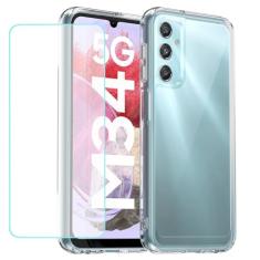 Wanyuexes Capa para Galaxy A24 4G, capa para Samsung A24 5G SM-A245F com protetor de tela de vidro temperado, parte traseira rígida transparente de policarbonato e capa protetora macia para celular