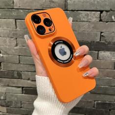 Capa magnética para iphone 11 12 13 14 15 pro max capa de cor sólida para iphone 15 14 pro caso com filme de câmera, laranja, para iphone 13 pro