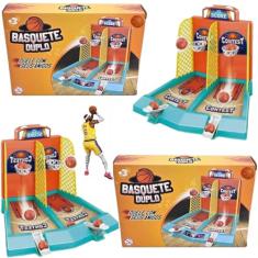KIT 2 Jogo Mini Basquete DUPLO Com Lançador DE BOLINHAS QUADRA BASKETBALL Diversão Brinquedo Infantil TABULEIRO MESA JOGAR PONTARIA INTERATIVO DESPERTE A IMAGINAÇÃO 18CM