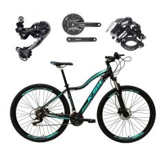 Bicicleta Aro 29 Ksw Mwza Feminina Câmbio Deore E Altus 27v F/hidráulicos Garfo Trava - Preto/azul Tam.15