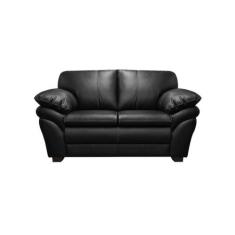 Sofá de Couro Gana 2 lugares Preto Pigmentado - Mempra Design