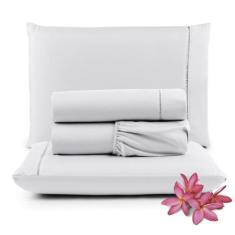 Jogo de Lençol Micro Percal Queen 300 Fios 4 Peças - Santos e Luan, Br